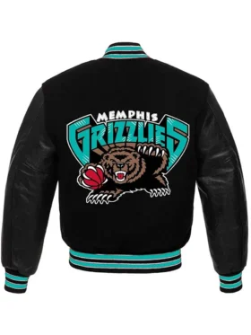 Memphis Grizzlies Black Wool Varsity Jacket Back