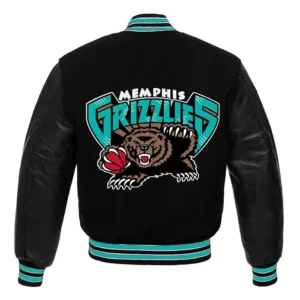 Memphis Grizzlies Black Wool Varsity Jacket Back