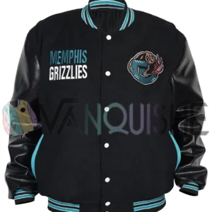 Memphis Grizzlies Black Wool Varsity Jacket front