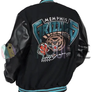Memphis Grizzlies Black Wool Varsity Jacket left back