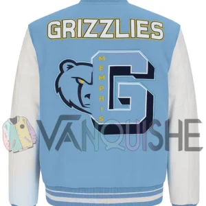 Memphis Grizzlies Blue And White Varsity Jacket back