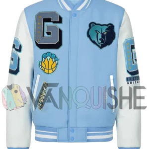 Memphis Grizzlies Blue And White Varsity Jacket front