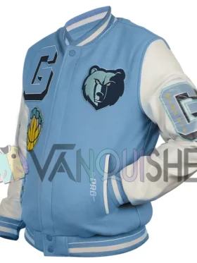 Memphis Grizzlies Blue And White Varsity Jacket left
