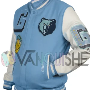 Memphis Grizzlies Blue And White Varsity Jacket left