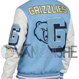 Memphis Grizzlies Blue And White Varsity Jacket left back