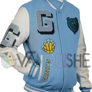 Memphis Grizzlies Blue And White Varsity Jacket right