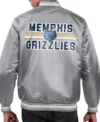 Memphis Grizzlies Grey Bomber Satin Jacket Back