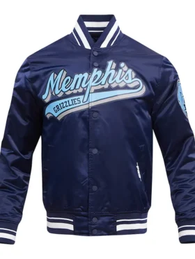 Memphis Grizzlies Navy Blue Bomber Satin Jacket