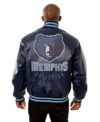 Memphis Grizzlies Navy Blue Leather Bomber Jacket Back