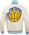 Memphis Grizzlies Satin Full Snap Bomber Jacket White Back