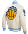 Memphis Grizzlies Satin Full Snap Bomber Jacket White Side