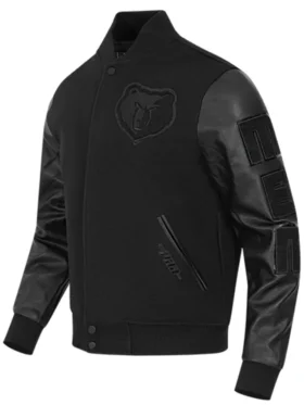 Memphis Grizzlies Varsity Black Wool Jacket Side
