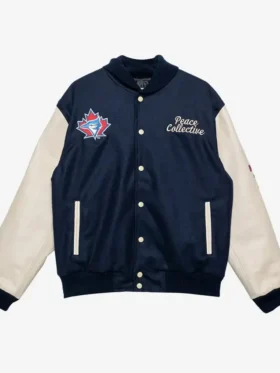 Men Navy And Cream Toronto Blue Jays Letterman Jacket