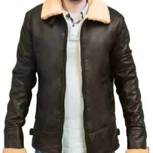 Mens B3 Bomber 1940s Style Shearling Fur Leather Jacket Back