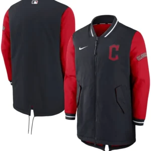 Mens Navy And Red Cleveland Guardians Dugout Jacket