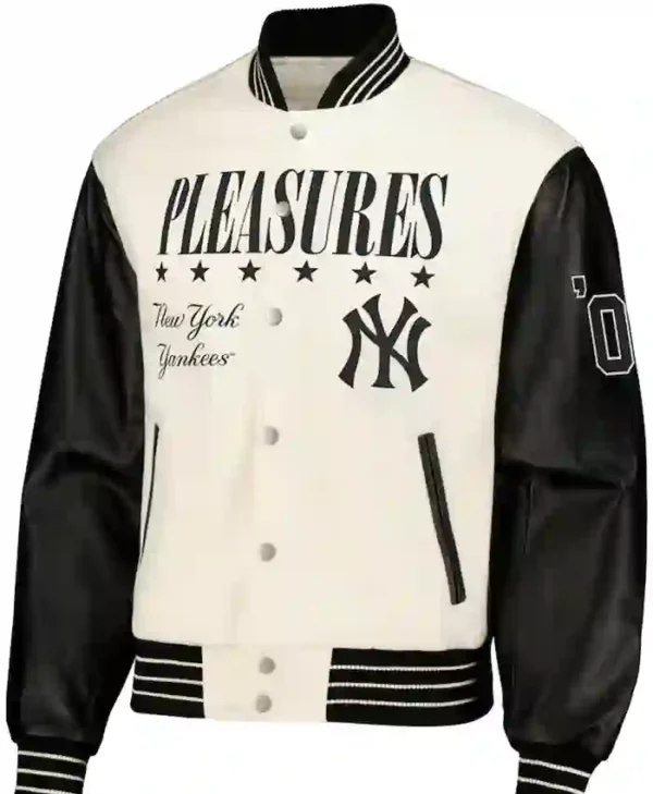 Mens White Yankees Varsity new york letterman jacket