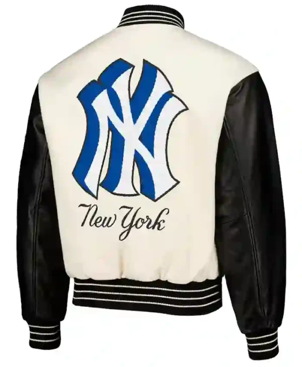Mens White Yankees Varsity new york letterman jacket Back