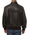Miami Marlins Black Leather Bomber Jacket Back