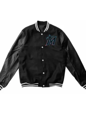 Miami Marlins Black Wool Varsity Jacket