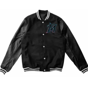 Miami Marlins Black Wool Varsity Jacket