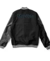 Miami Marlins Black Wool Varsity Jacket Back