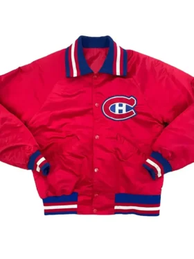 Milford 90s Montreal Canadiens Red Satin Varsity Jacket