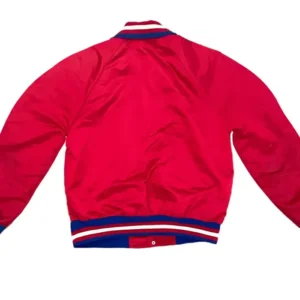 Milford 90s Montreal Canadiens Red Satin Varsity Jacket Back