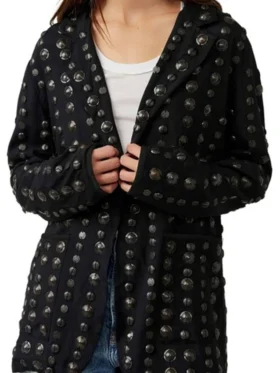 Millie Brady Surface S02 Millie Brady Black Coin Applique Jacket For Sale