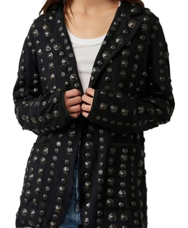 Millie Brady Surface S02 Millie Brady Black Coin Applique Jacket For Sale