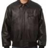 Milwaukee Brewers Black Leather Bomber Jacket