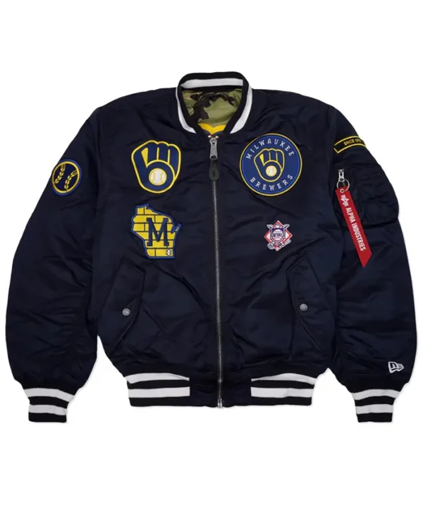 Milwaukee Brewers Black Ma 1 Bomber Jacket