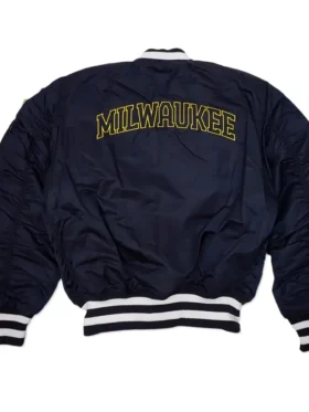Milwaukee Brewers Black Ma 1 Bomber Jacket Back