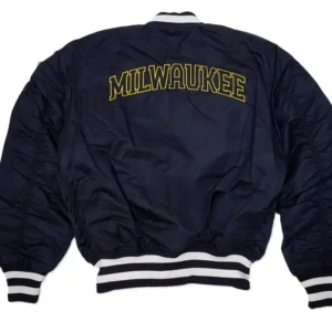 Milwaukee Brewers Black Ma 1 Bomber Jacket Back