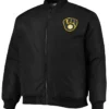 Milwaukee Brewers Black Satin Zipper Bomber Jacket