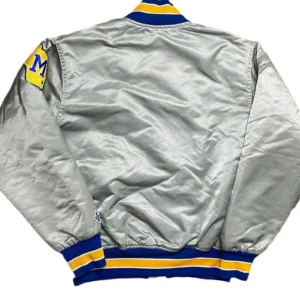 Milwaukee Brewers Grey Vintage Bomber Jacket Back