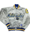 Milwaukee Brewers Grey Vintage Bomber Jacket For Sale