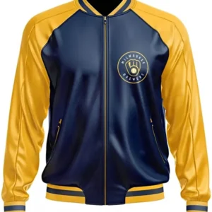 Milwaukee Brewers Leather Zipper Bomber Jacket