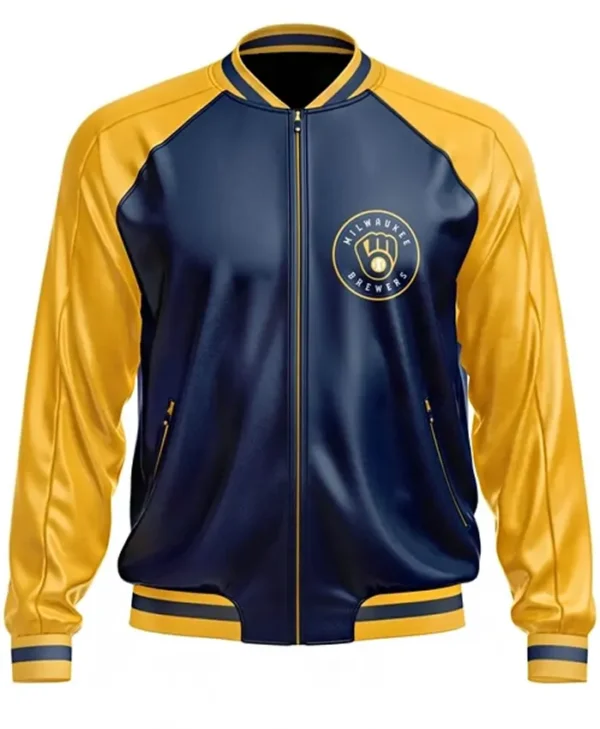 Milwaukee Brewers Leather Zipper Bomber Jacket