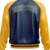 Milwaukee Brewers Leather Zipper Bomber Jacket Back