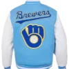 Milwaukee Brewers Letterman Varsity Wool Jacket Back