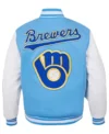 Milwaukee Brewers Letterman Varsity Wool Jacket Back