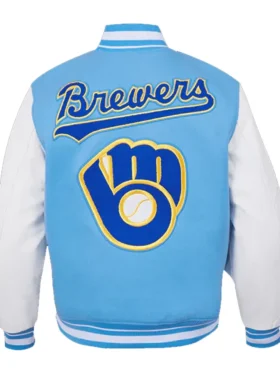 Milwaukee Brewers Letterman Varsity Wool Jacket Back