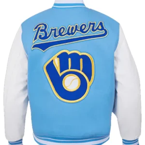 Milwaukee Brewers Letterman Varsity Wool Jacket Back