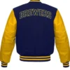 Milwaukee Brewers Varsity Full Snap Wool Jacket Back
