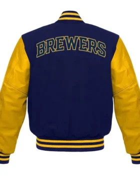 Milwaukee Brewers Varsity Full Snap Wool Jacket Back