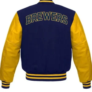 Milwaukee Brewers Varsity Full Snap Wool Jacket Back