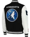 Minnesota Timberwolve Black And White Varsity Jacket