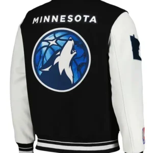 Minnesota Timberwolve Black And White Varsity Jacket