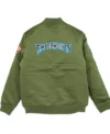 Minnesota Timberwolve Green Bomber Satin Jacket