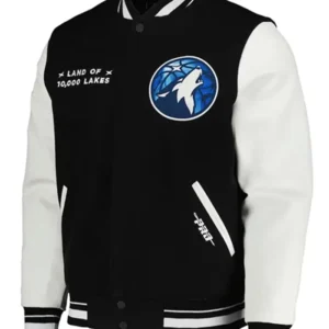 Minnesota Timberwolves Black And White Varsity Jacket